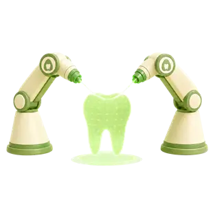 Robotic dental technology scanning a digital tooth